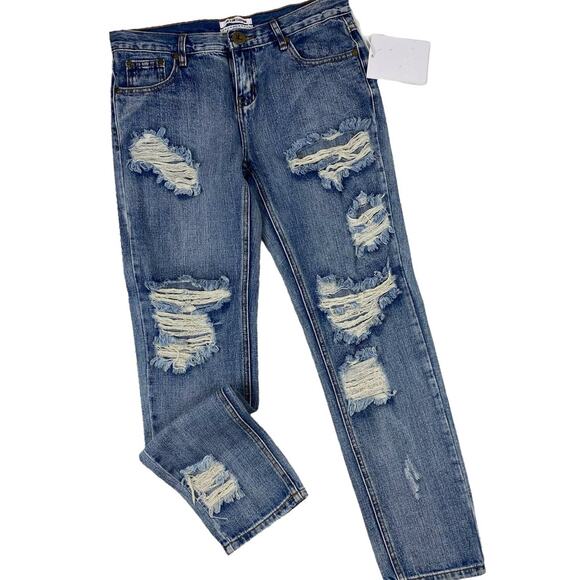One Teaspoon Denim - One X Teaspoon Awesome Baggies Jeans Destroyed Cobain Cropped Boyfriend 27 NWT